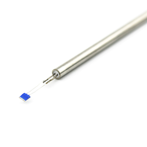 A Pt100 and Pt1000 sensing element mounted to a mineral insulated probe.