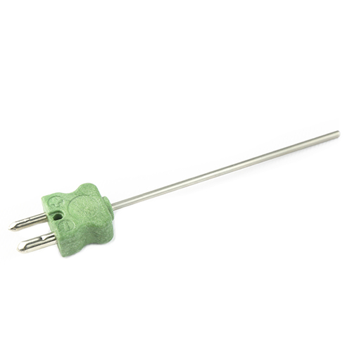 Mineral insulated K type thermocouple with overmoulded standard connector. Bendable and robust.